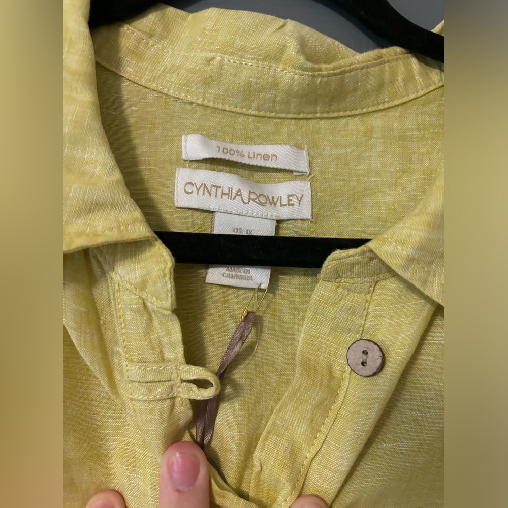 Cynthia Rowley 100% linen yellow tunic woman's plus size 1X - Picture 2 of 3